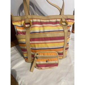 Tyler Rodman Vintage Shoulder Bag With Matching Wallet Multicolor‎ Striped EUC